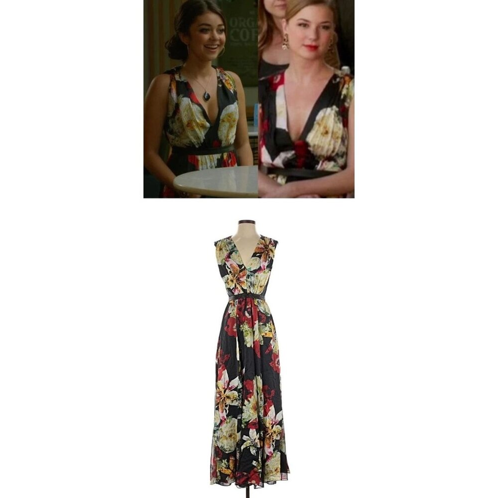 ASO REVENGE EMILY THORNE MODERN FAMILY HALEY HUMPHY Triss Silk Leather  Dress